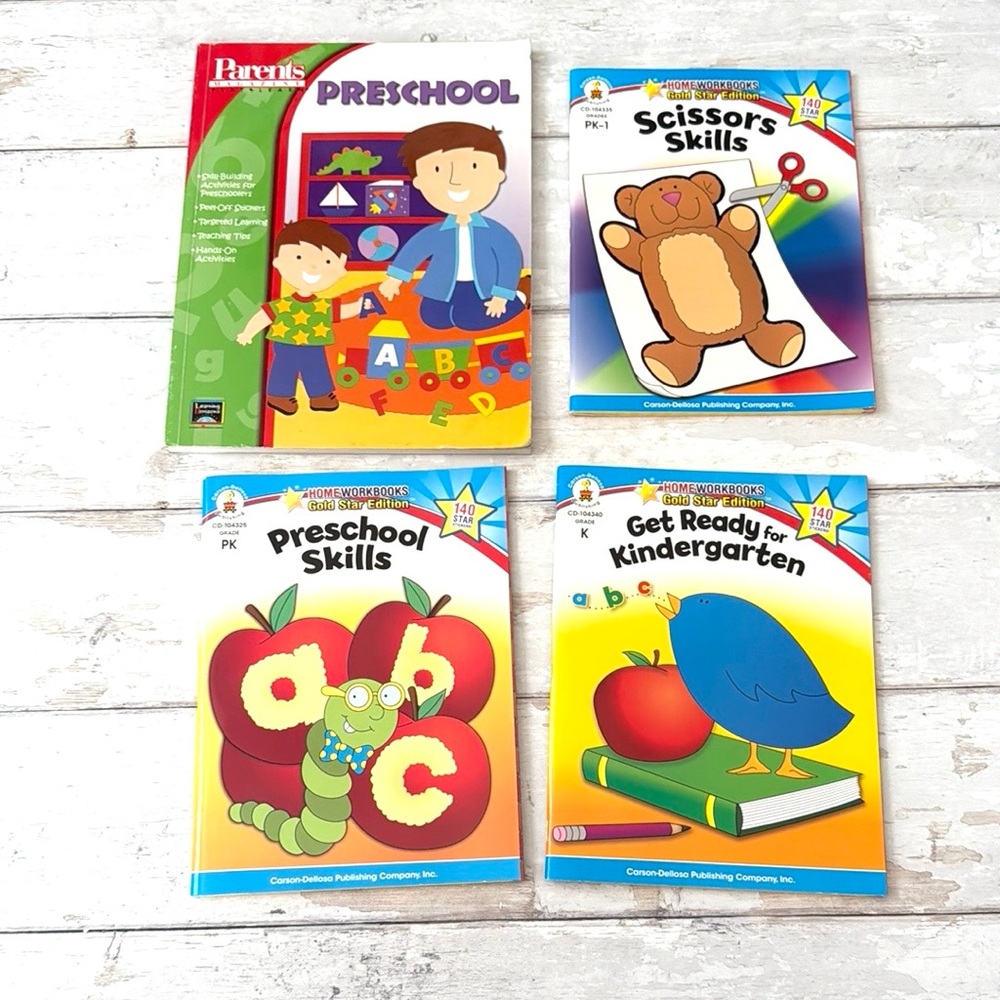 Preschool & Kindergarten Readiness Workbooks School Books Set of 4